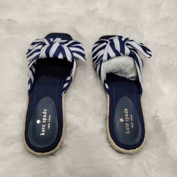 Kate Spade New York Caliana Striped Bow Espadrille Slides Sandals Size 10M NWOT - Picture 9 of 11